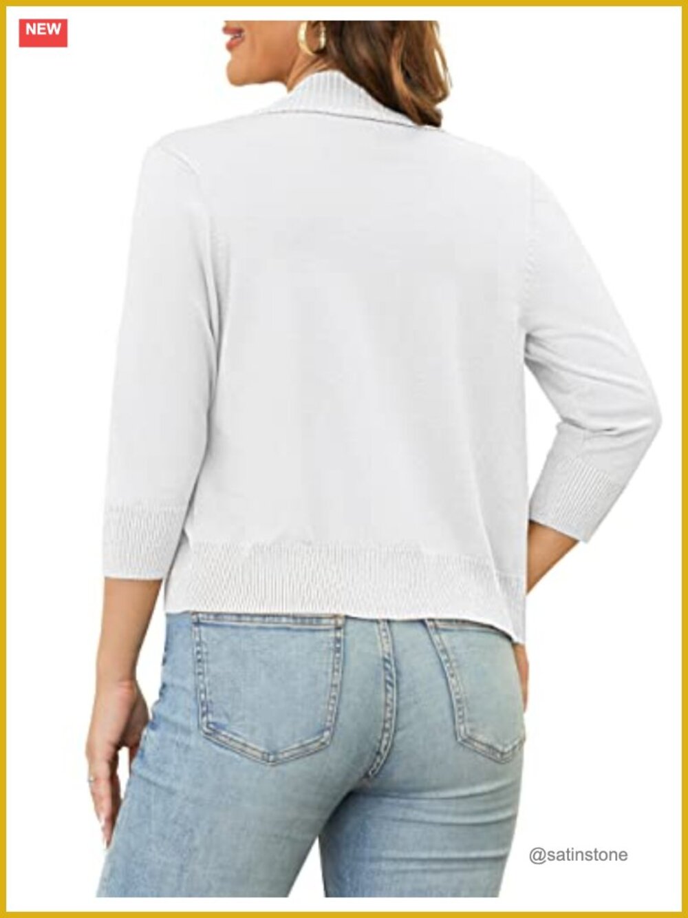 Open Front Bolero Cropped Cardigan 3/4 Sleeve Shrug S-XL - Picture 4 of 6